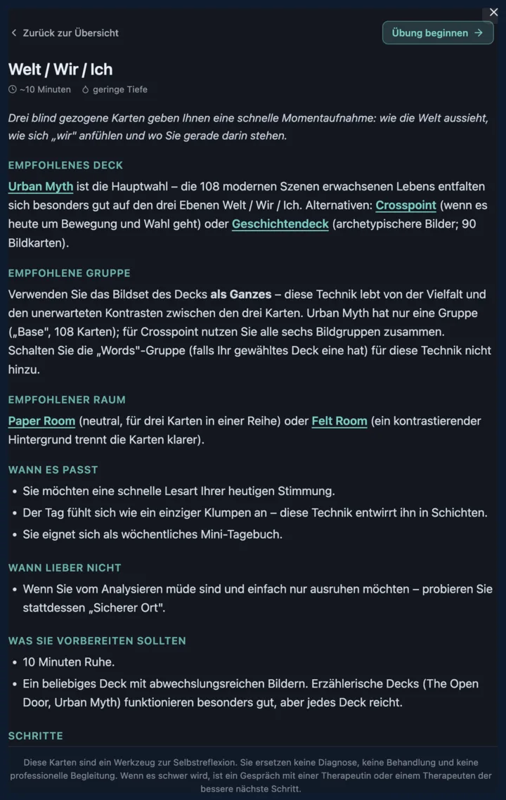 Geöffnete Technik mit Bedingungen und Schritten im Self-Work Navigator